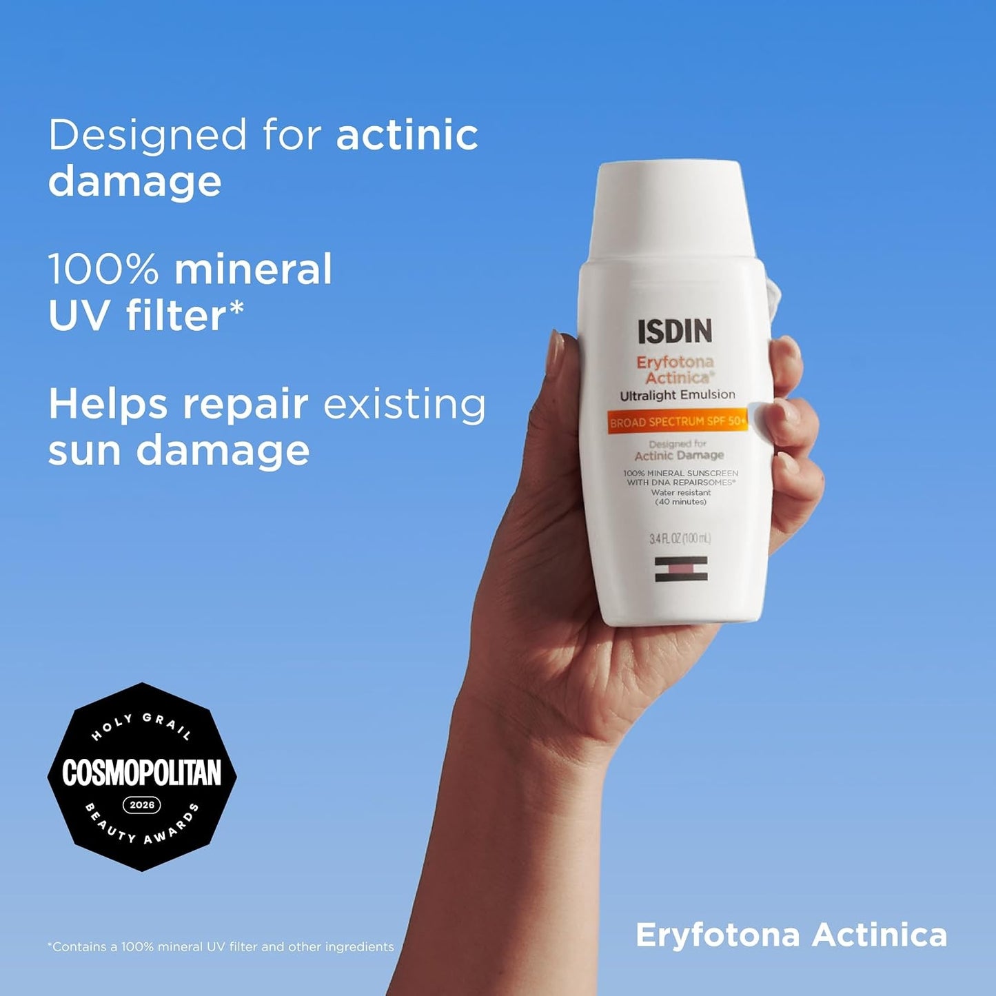 Eryfotona Actinica SPF 50+ | Mineral Sunscreen for Face with Zinc Oxide | 100% Mineral UV Filters | No White Cast, Suitable for Sensitive Skin, Dermatologist Recommended